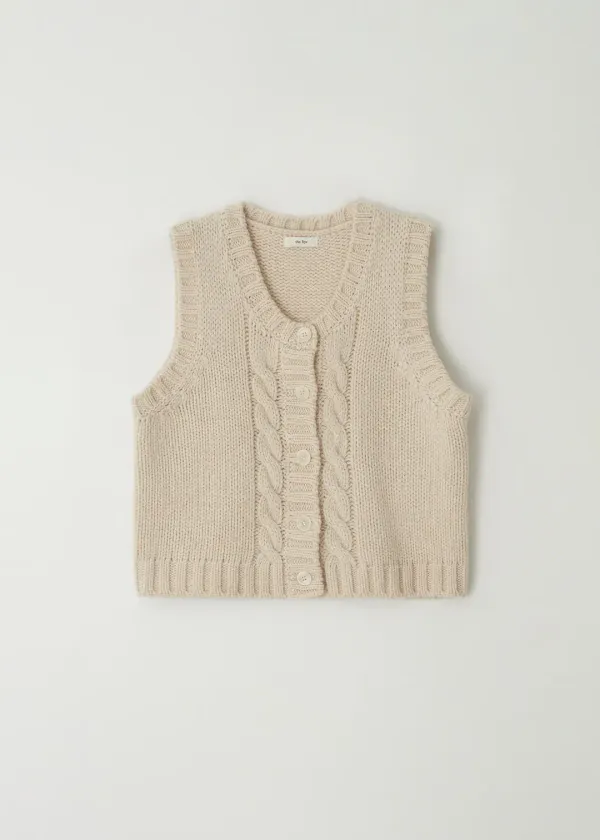 Cable Button Vest(Ivory)