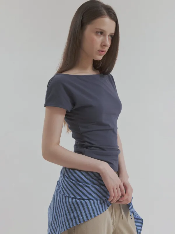 corset line boatneck top (blue charcoal)