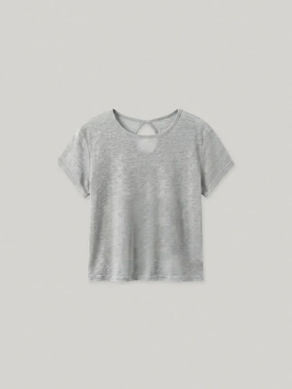 HAN SHEER CAP SLEEVE  T-SHIRT - MELANGE GRAY한 시어 캡 슬리브 티셔츠