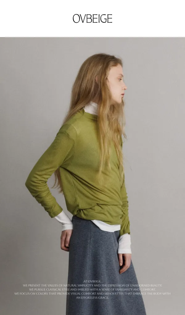 FINE RIB TURTLENECK TEE_OLIVE