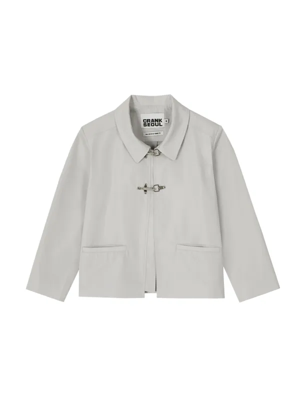 BUCKLE CLOSURE JACKET_BEIGE GREY