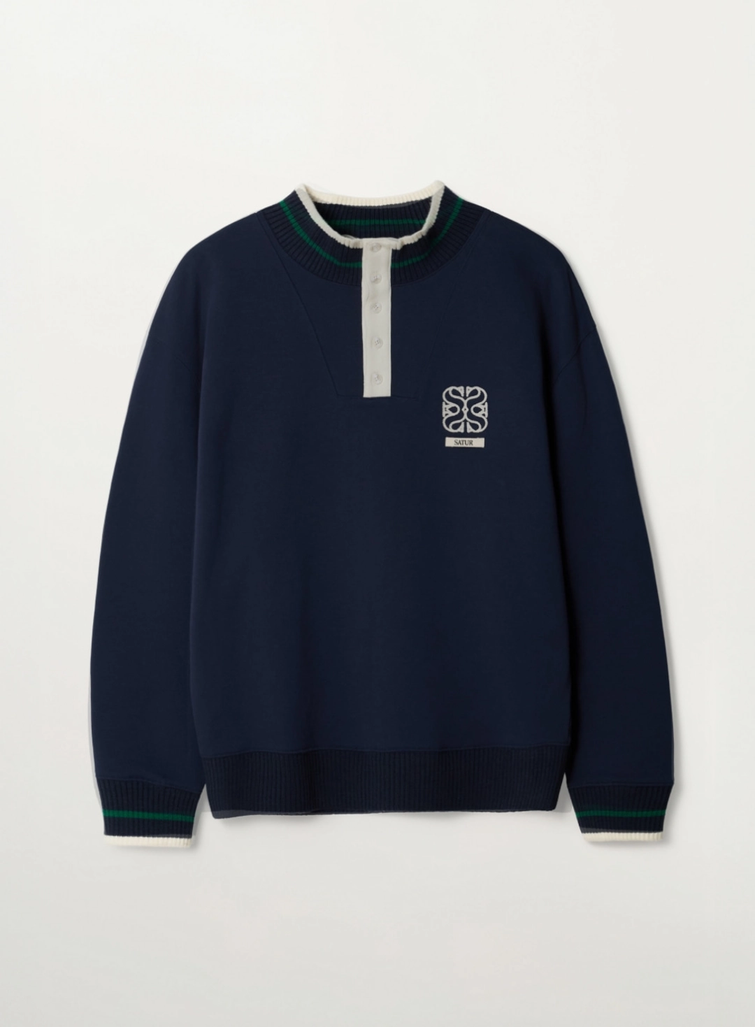 세터 Rib Point Open Collar Sweatshirt - Navy 상품 이미지 1