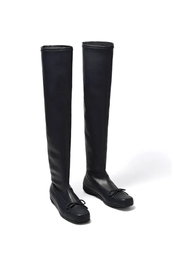 THIGH HIGH BALLET BOOTS, BLACK