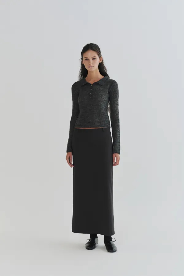 Pamper sheer collar knit (charcoal)