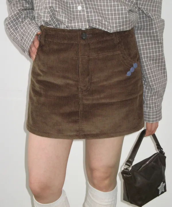 DOUBLE POCKET CORDUROY PANTSKIRT BROWN