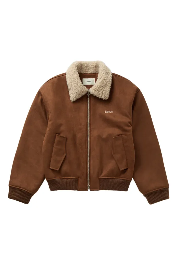 FAUX SUEDE FUR MUSTANG JACKET IN CAMEL