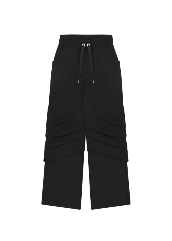 DIAGONAL SWEAT PANTS, BLACK