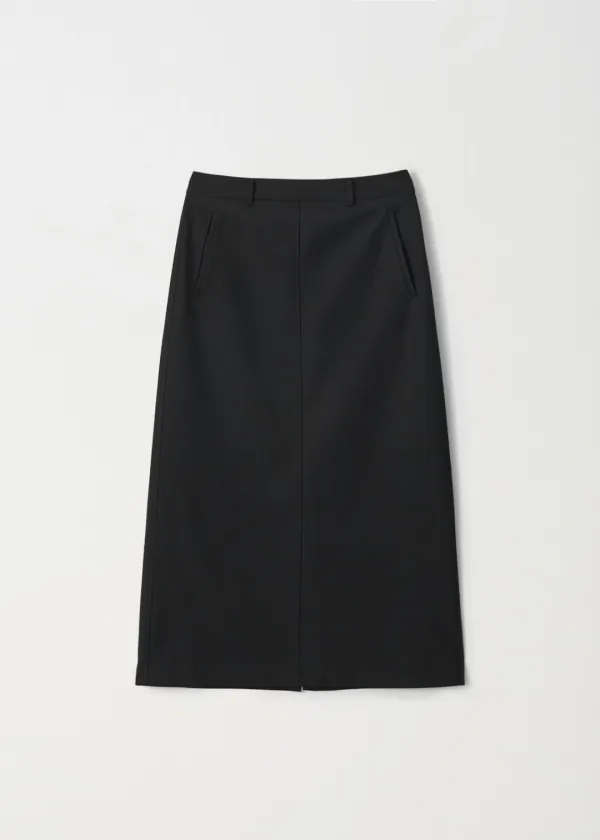 Maxi A-Line Wool Skirt_Black
