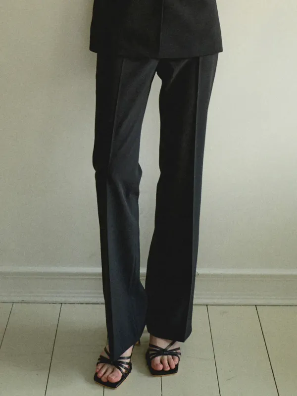 FLARE LINE STRECH PANTS_BLACK