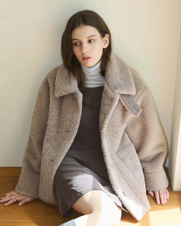 Shearing boucle mustang half coat - grey