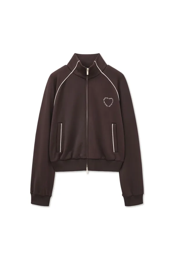 HEART LOGO TRACK JUMPER IN BROWN