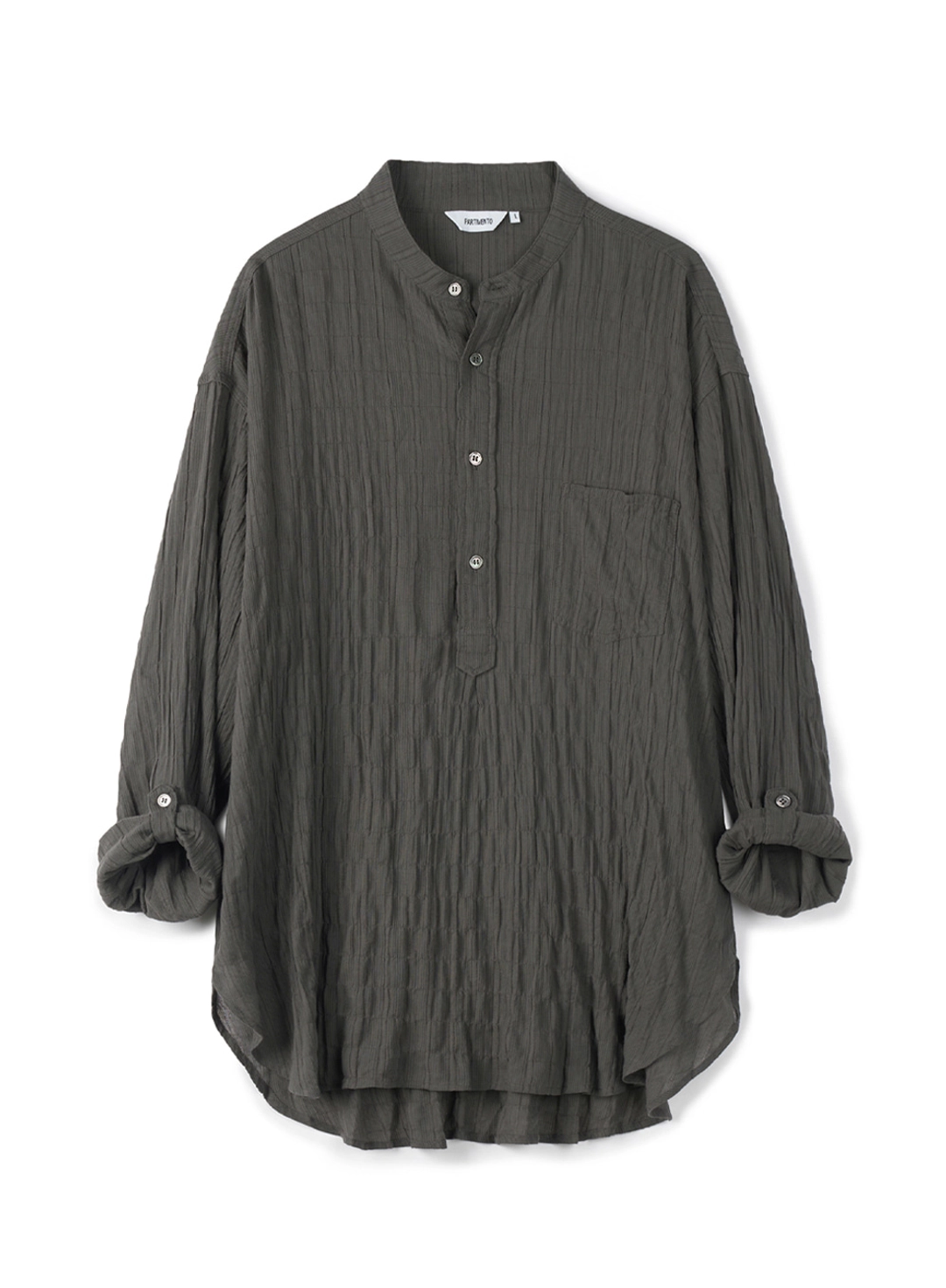 파르티멘토 Crinkle Henley Roll Up Shirts_Charcoal 상품 이미지 1