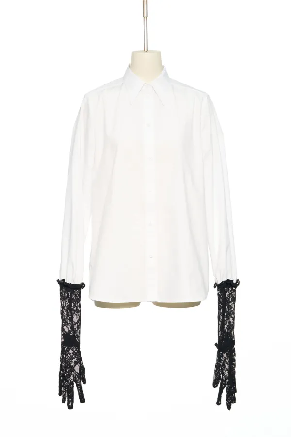 PS26 WHITE LACE GLOVE DETAIL SHIRT
