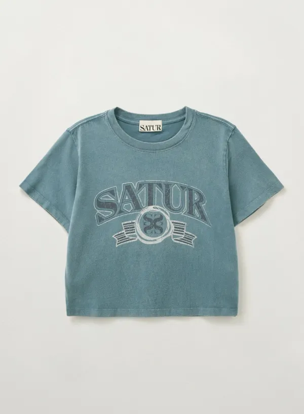 (W) Arch Logo Pigment Washed T-shirt - Blue