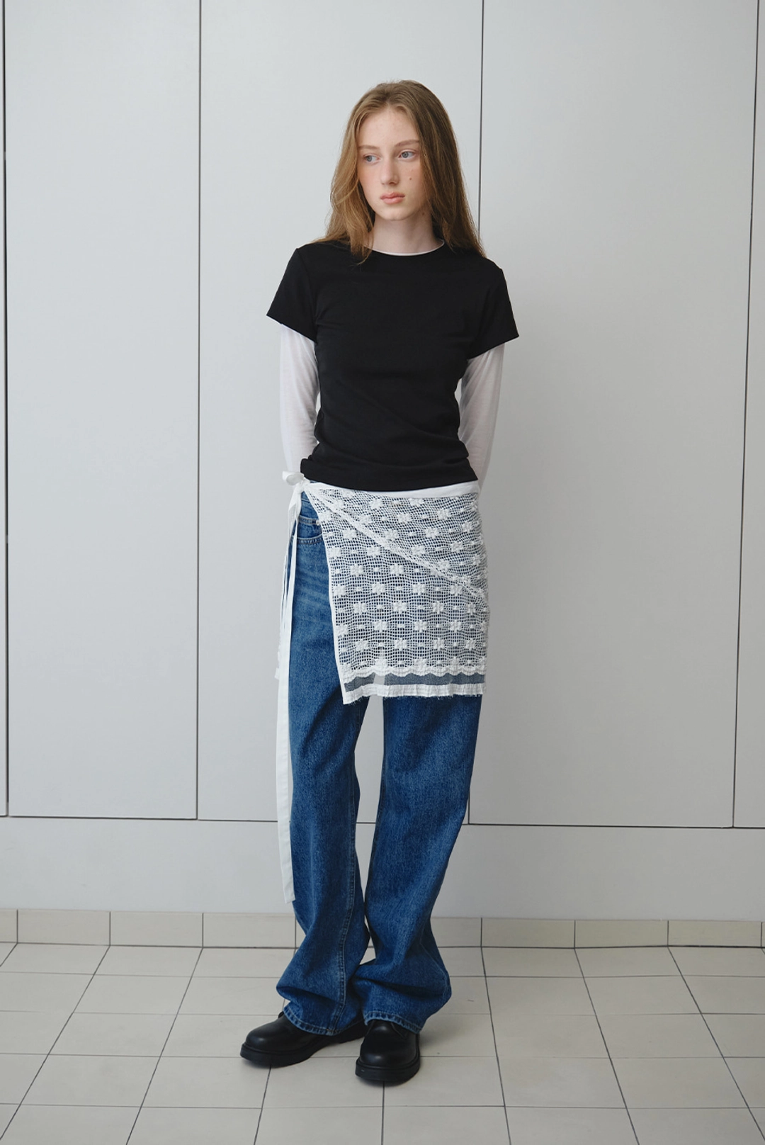 브렌다 브렌든 layered wrap mini skirt - off white 상품 이미지 2