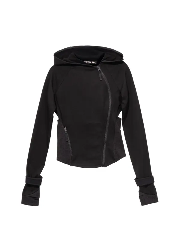 Hooded Asymmetric Zip Top