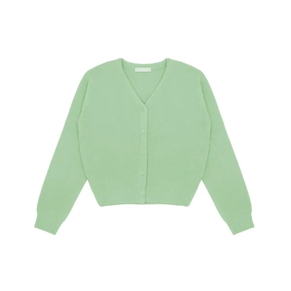 V Neck Knit Cardigan (jade lime)