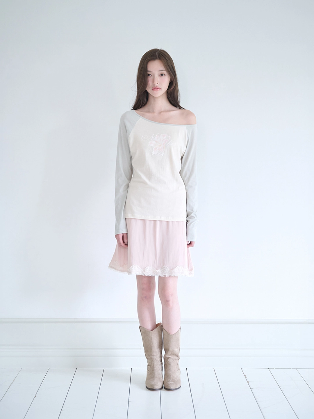 낫유어로즈 Lily one shoulder long sleeve (Gray) 상품 이미지 2
