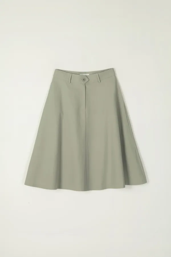 DOLPHIN FLARE HALF SKIRT_LIGHT KHAKI