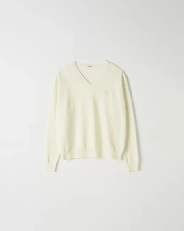 Silk Blend V-Neck Knit [IVORY]