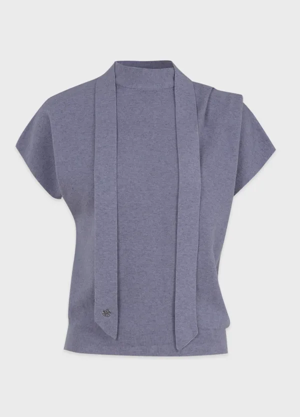 [44-120] Cleden Short Sleeve Tie Knit 클레딘 숏 슬리브 타이 니트 (가을-겨울-데일리룩-하객룩-출근룩-격식룩-데이트룩-이너니트-하프니트-클래식-베이직-반팔니트-반하이넥-드레이프-숏슬리브-자체제작)