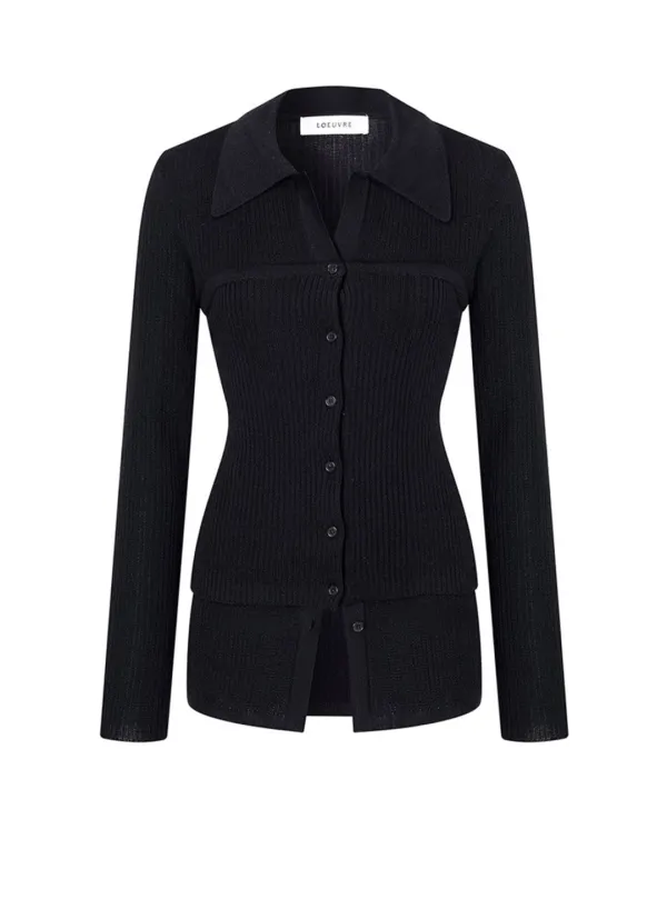 [SET] V-neck Open Collar Slim Cardigan & Bustier SS5AP344_2color