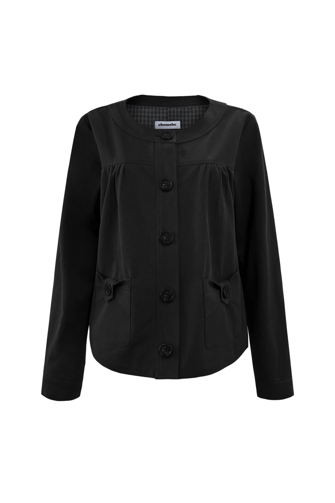 체메씨 BLUSH BOW ROUND JACKET (BLACK) 상품 이미지 1
