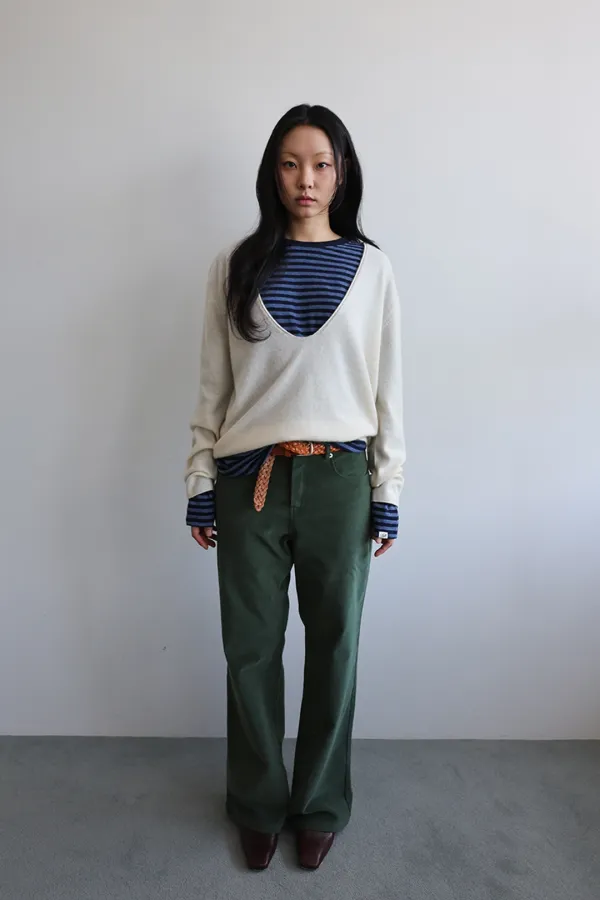 Deep U-neck cashmere knit_ivory