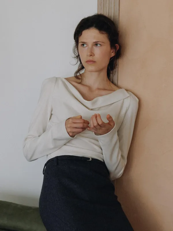 Soft Drape T-shirt_Long Sleeve_2Color  [Ivory M 10/6 예약배송]
