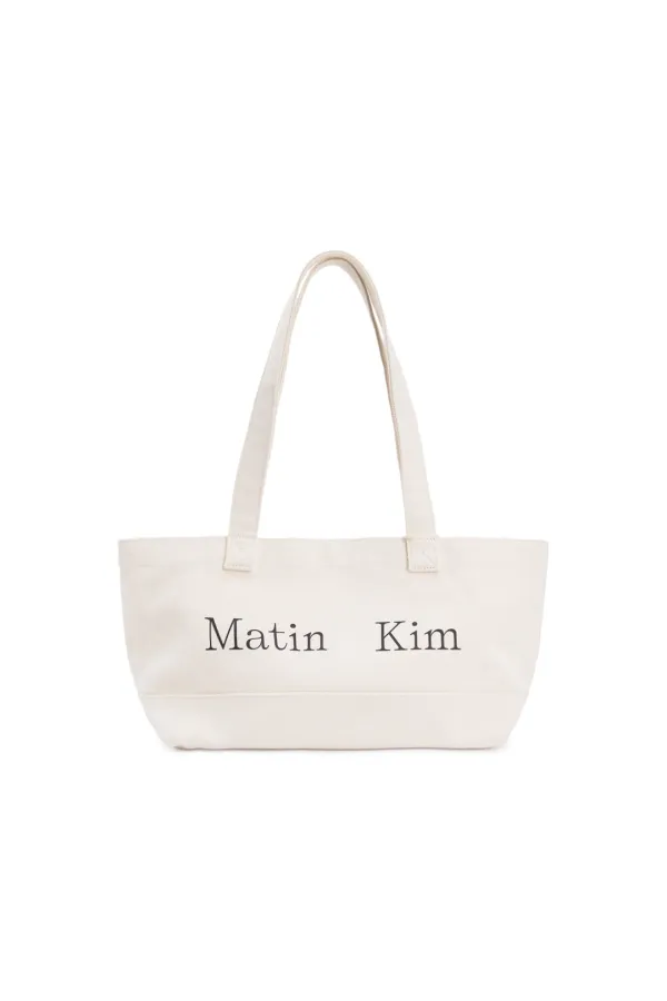 MATIN LOGO CANVAS WIDE SHOULDER BAG IN IVORY