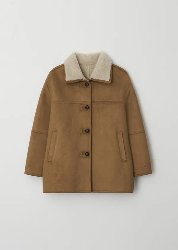 wool shearling mustang coat-camel