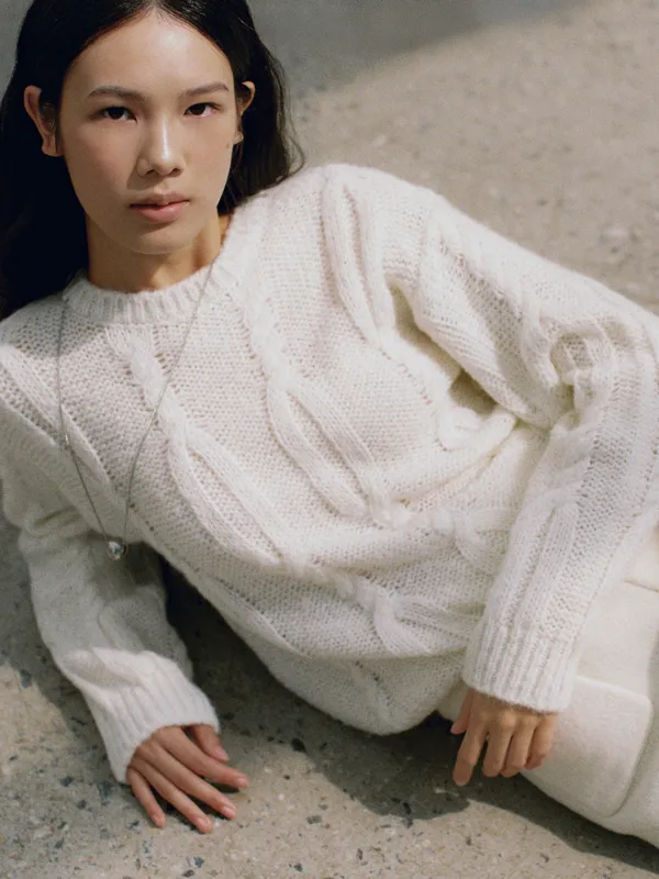 LOOSE CABLE PULL-OVER KNIT_3COLOR