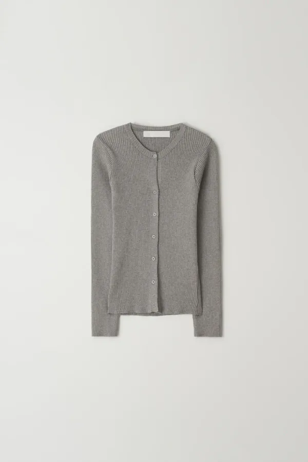 BASIC BUTTON DETAIL CARDIGAN_GREY
