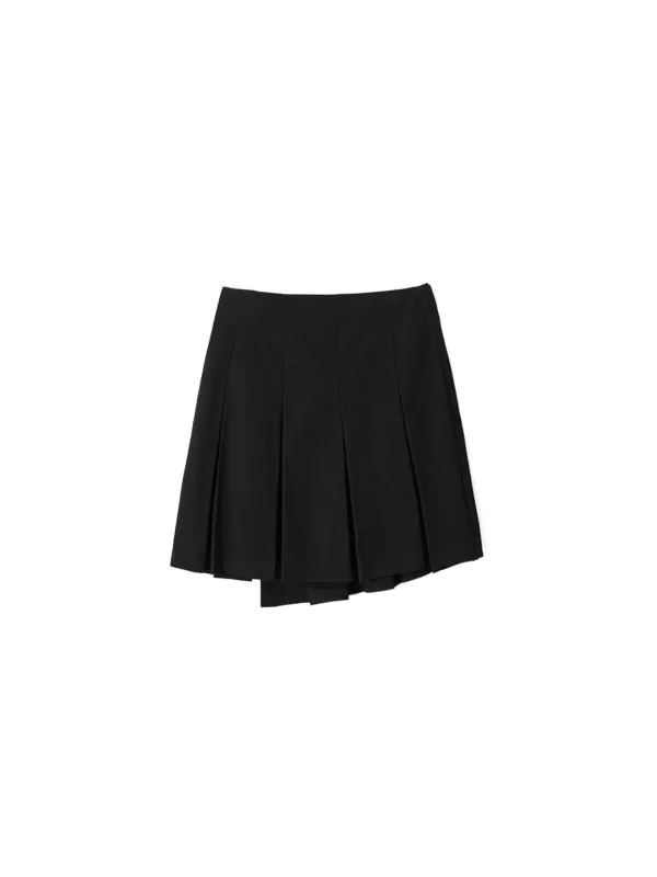 Pleated Wrap Skirt Black
