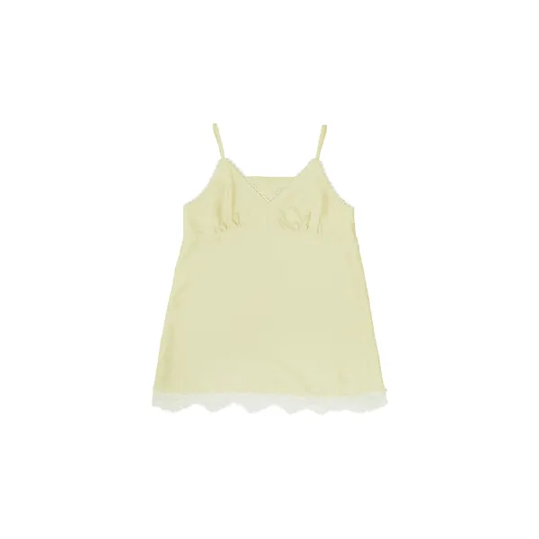 Satin Lace Slip Dress (mist yellow)
