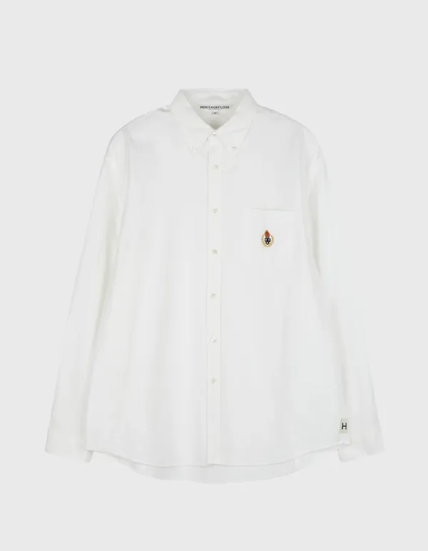 CREST WASHED OXFORD SHIRT / White