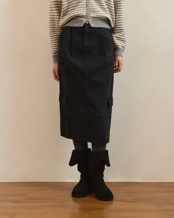 Lata cargo pocket long skirt - navy