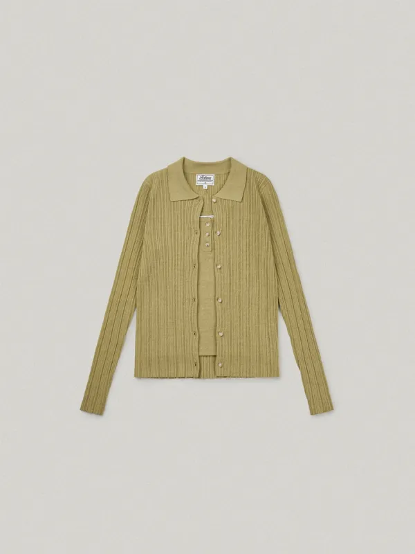 Foret Collar Cardigan Set - Basil포레트 카라 가디건 세트