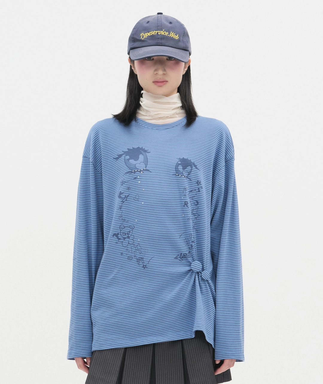 타입서비스 Cry Eyes Ruched Stripe Top [Blue] 상품 이미지 2