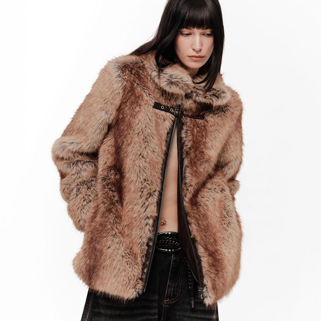 2000아카이브 ROCHE FAUX FUR JACKET (BROWN) 상품 이미지 1