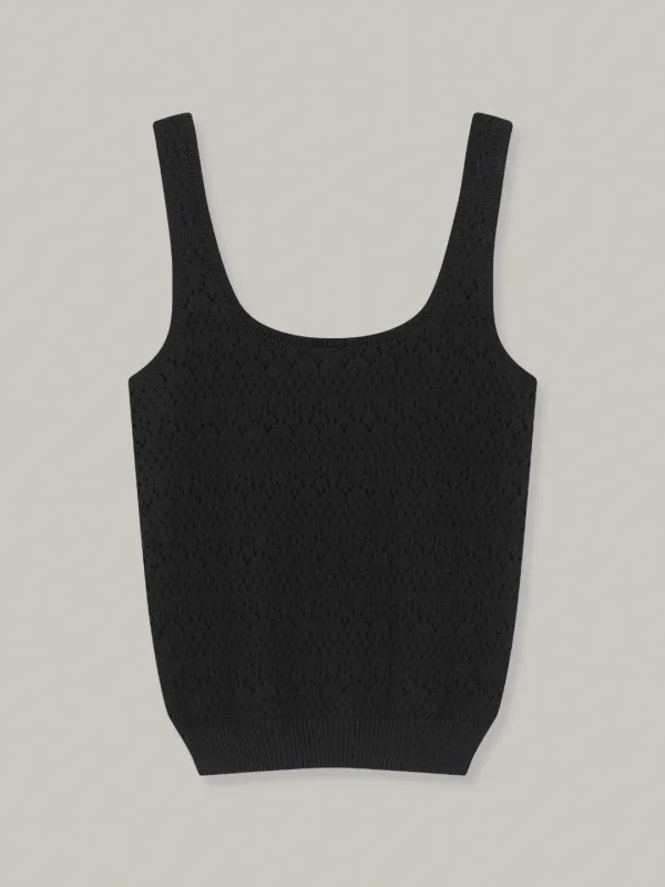 pointelle sleeveless knit (black)