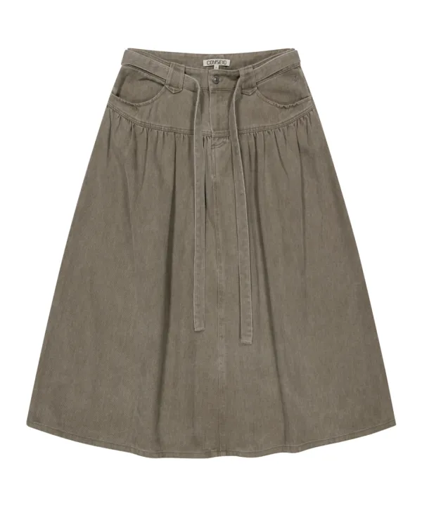 PUFFY COTTON SKIRT BROWN