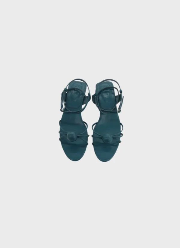 kitten heel strap sandal in teal