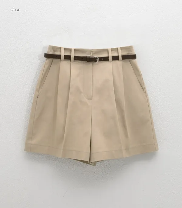 (Z-PT-5406)ESSENTIAL COTTON TUCK HALF PANTS S