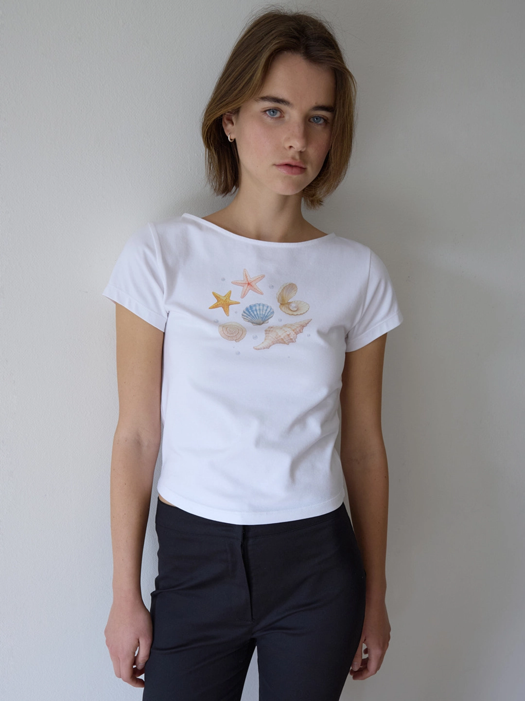 어몽 A PEARL SHELL TEE_WHITE 상품 이미지 1