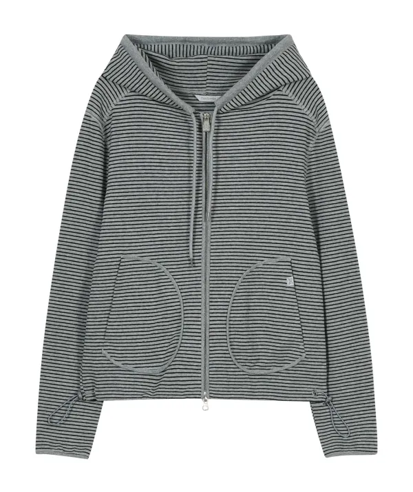 [2차] Striped Pocket Zip Hoodie [Gray]