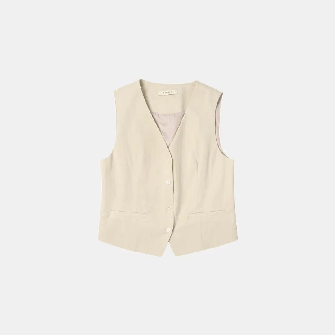 시야쥬 SITP5193 프렌치 와샤 베스트_Light beige 상품 이미지 3