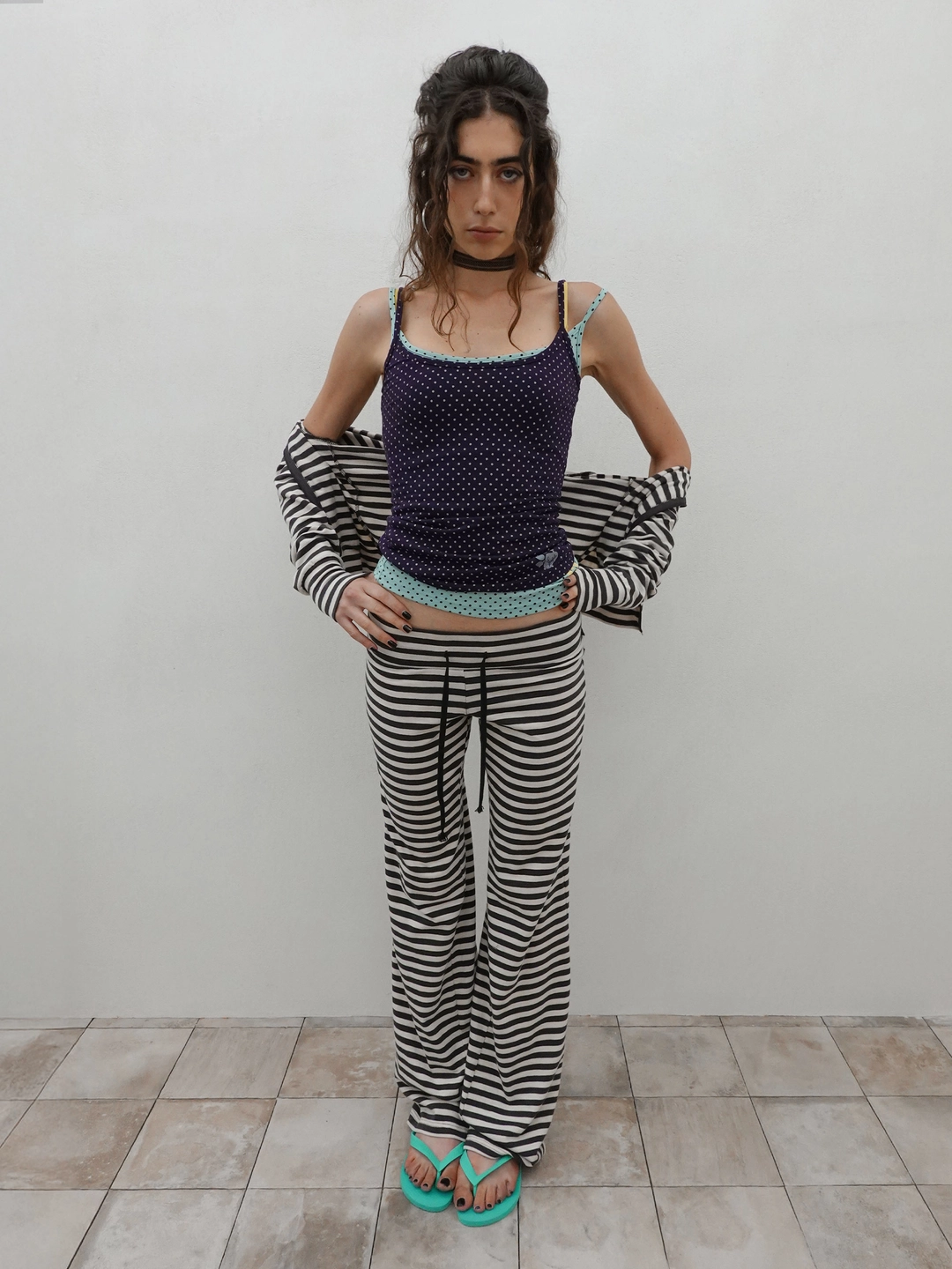 스컬프터 Classic Striped Jersey Zip-Up Charcoal 상품 이미지 1