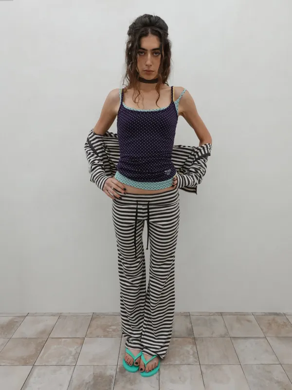 Classic Striped Jersey Zip-Up Charcoal