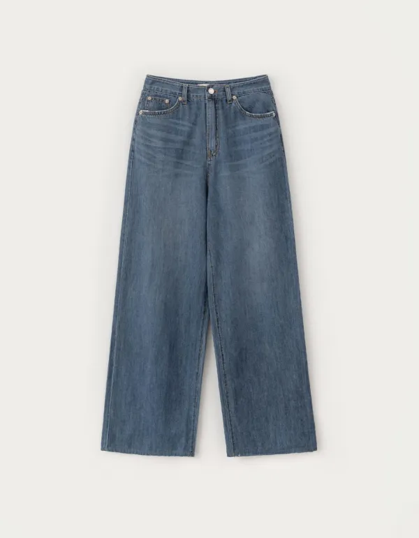 [Release] 5.29 출고 Back Buckle Wide Denim Pants - Middle Blue
